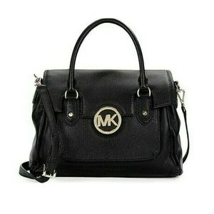 Michael Kors Large Black Pebbled Leather Margo Satchel Bag